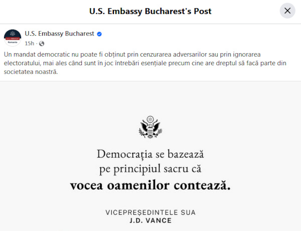 US Embassy Bucharest's Post